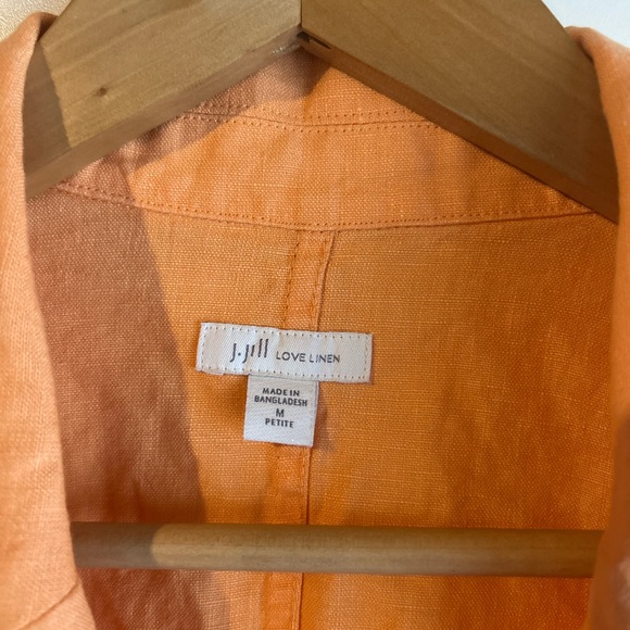 J. Jill Petites Love Linen Orange Blazer Size Medium - Picture 8 of 11